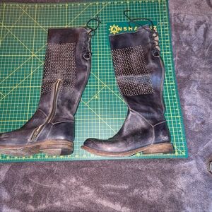 Beautiful Bed Stu distressed black lace back boho boot....wide calf